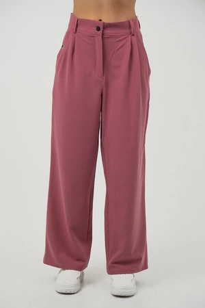 Spodnie medyczne damskie z szeroką nogawką - Lucy - Dusty pink - KangooSoft Premium