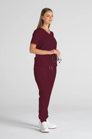Spodnie medyczne joggery damskie - Merit - Cranberry - KangooSoft Premium