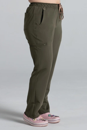 Spodnie medyczne proste damskie - Merit - Tuscan moss - KangooSoft Premium