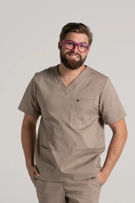 Bluza medyczna męska - Sokrates - Taupe - KangooNature