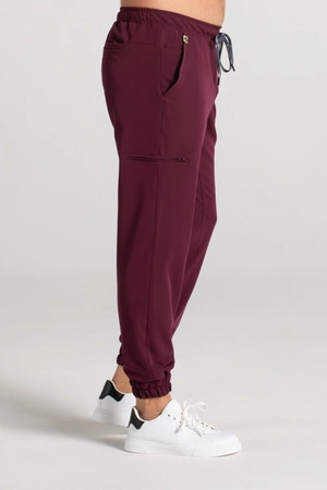 Spodnie medyczne joggery męskie - Sokrates - Cranberry - KangooSoft Premium