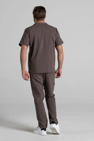 Bluza medyczna męska typu polo - Hipokrates - Walnut brown - KangooNature