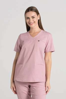 Bluza medyczna damska Merit - Pink melange - KangooSoft Premium