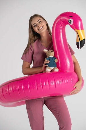 Bluza medyczna damska Merit - Dusty pink - KangooSoft Premium