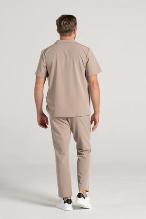 Bluza medyczna męska typu polo - Hipokrates - Perfect beige - KangooSoft Premium