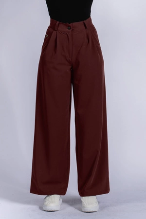 Spodnie medyczne damskie z szeroką nogawką - Lucy - Sangria - KangooSoft