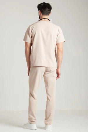 Spodnie medyczne proste męskie - Sokrates - Caffe Latte