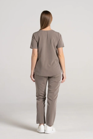 Bluza medyczna damska Merit - Brown melange - KangooSoft Premium