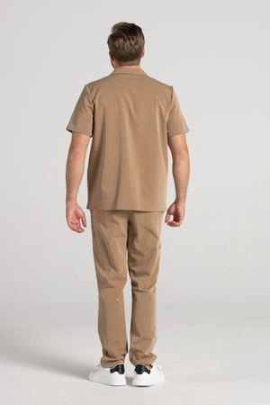 Bluza medyczna męska typu polo - Hipokrates - Caramel - KangooSoft Premium