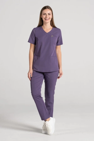 Spodnie medyczne proste damskie - Merit - Midnight purple - KangooSoft Premium
