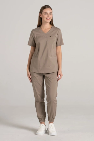 Spodnie medyczne joggery damskie - Merit - Taupe - KangooNature