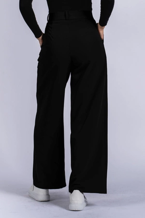 Spodnie medyczne damskie z szeroką nogawką - Lucy - Onyx black - KangooSoft