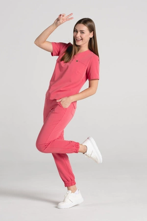 Krótka bluza medyczna damska Florence - Lollipop - KangooSoft Premium