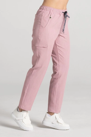 Spodnie medyczne proste damskie - Merit - Pink melange - KangooSoft Premium