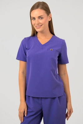 Krótka bluza medyczna damska Florence - Atomic berry - KangooSoft