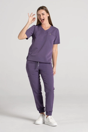 Spodnie medyczne joggery damskie - Merit - Midnight purple - KangooSoft Premium