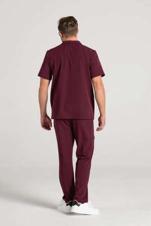 Bluza medyczna męska typu polo - Hipokrates - Cranberry - KangooSoft Premium