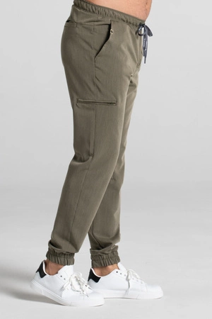 Spodnie medyczne joggery męskie - Sokrates - Olive melange - KangooSoft Premium