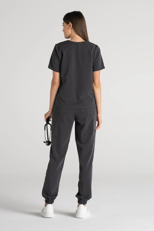 Krótka bluza medyczna damska Florence - Grey melange - KangooSoft Premium