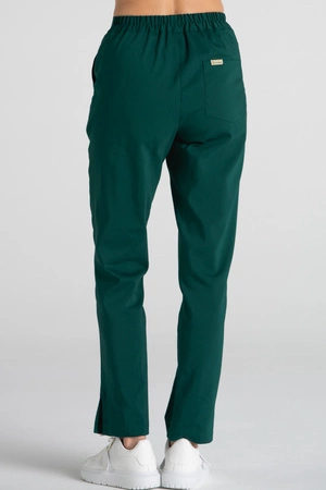 Eleganckie spodnie medyczne damskie z rozcięciem - Esther - Sacramento green - Kangoomed by Emily