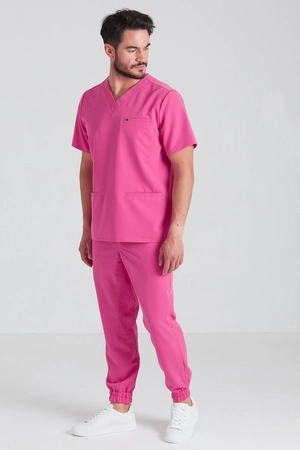 Spodnie medyczne joggery męskie - Sokrates - Hot pink