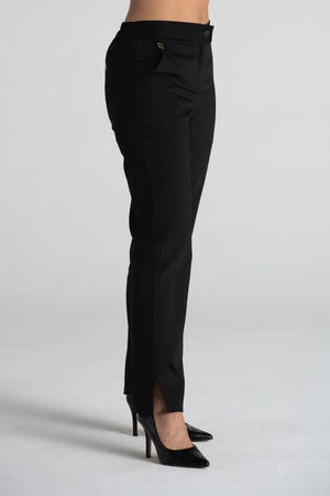 Eleganckie spodnie medyczne damskie z rozcięciem - Esther - Ink black - Kangoomed by Emily