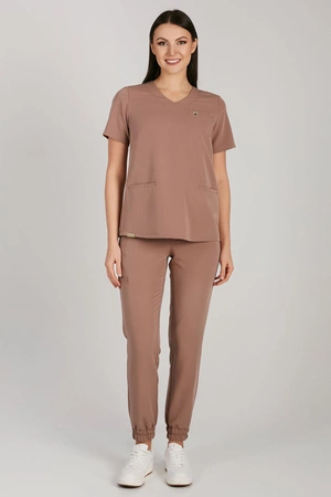 Spodnie medyczne joggery damskie - Merit - Mocha