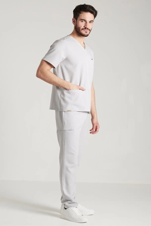 Spodnie medyczne proste męskie - Sokrates - Silver grey