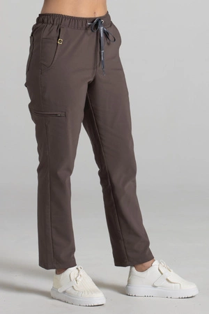 Spodnie medyczne proste damskie - Merit - Walnut brown - KangooNature