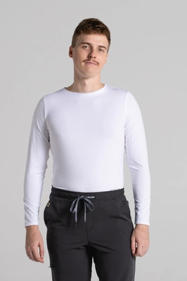 Longsleeve medyczny męski - Comfy white - Bamboo collection