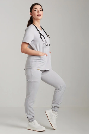 Spodnie medyczne joggery damskie - Merit - Silver grey