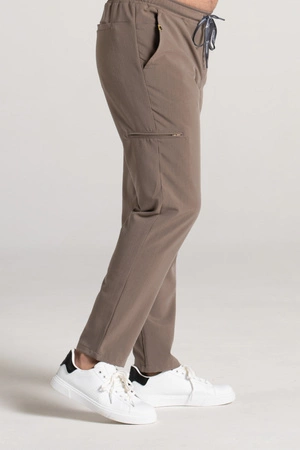 Spodnie medyczne proste męskie - Sokrates - Brown melange - KangooSoft Premium