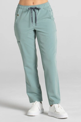 Spodnie medyczne proste damskie - Merit - Wild sage - KangooSoft Premium