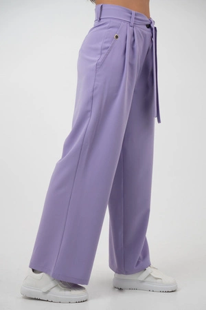 Spodnie medyczne damskie z szeroką nogawką - Lucy - Lilac dream - KangooSoft