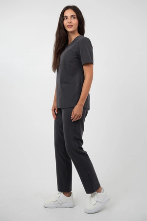 Bluza medyczna damska Virginia - Grey melange - KangooSoft Premium