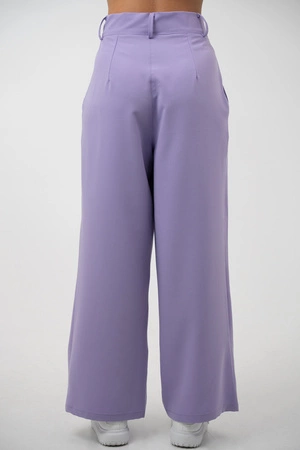 Spodnie medyczne damskie z szeroką nogawką - Lucy - Lilac dream - KangooSoft