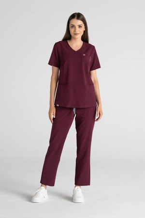 Bluza medyczna damska Merit - Cranberry - KangooSoft Premium