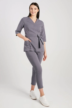 Tunika medyczna damska - rękaw 3/4 - KangooNature - Shadow grey