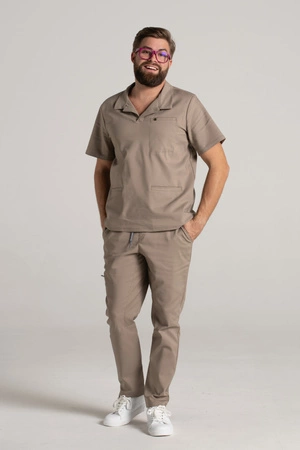 Spodnie medyczne proste męskie - Sokrates - Taupe - KangooNature