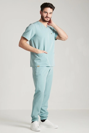 Spodnie medyczne joggery męskie - Sokrates - Sky blue
