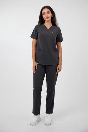 Bluza medyczna damska Virginia - Grey melange - KangooSoft Premium