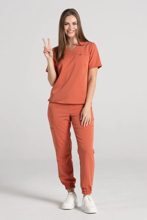 Spodnie medyczne joggery damskie - Merit - Pumpkin spice - KangooSoft Premium