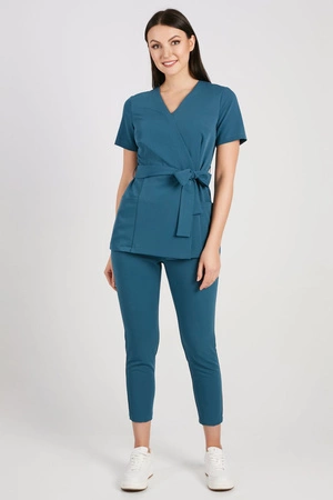Spodnie medyczne przylegające damskie - Ocean blue