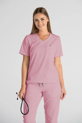 Krótka bluza medyczna damska Florence - Blush pink - KangooSoft Premium