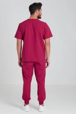 Spodnie medyczne joggery męskie - Sokrates - Viva magenta