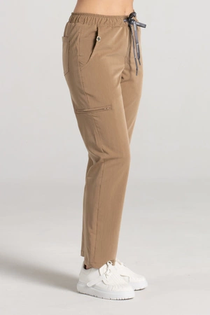 Spodnie medyczne proste damskie - Merit - Caramel - KangooSoft Premium