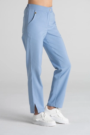 Eleganckie spodnie medyczne damskie z rozcięciem - Esther - Cloud blue - Kangoomed by Emily