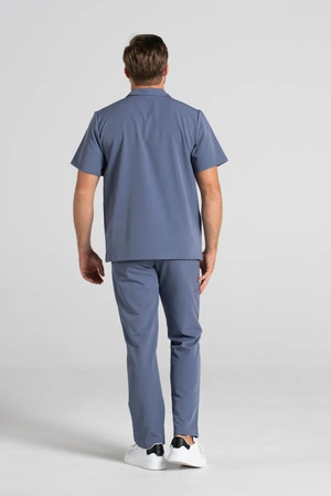 Bluza medyczna męska typu polo - Hipokrates - Pacific blue - KangooSoft Premium