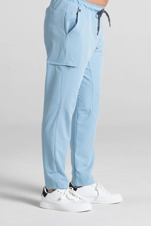 Spodnie medyczne proste męskie - Sokrates - Baby blue - KangooSoft Premium