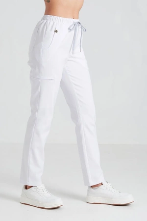 Spodnie medyczne proste damskie - Merit - Pearl white - KangooNature